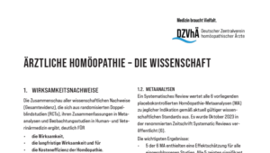Fakten-Papier 'Ärztliche Homöopathie – Die Wissenschaft'