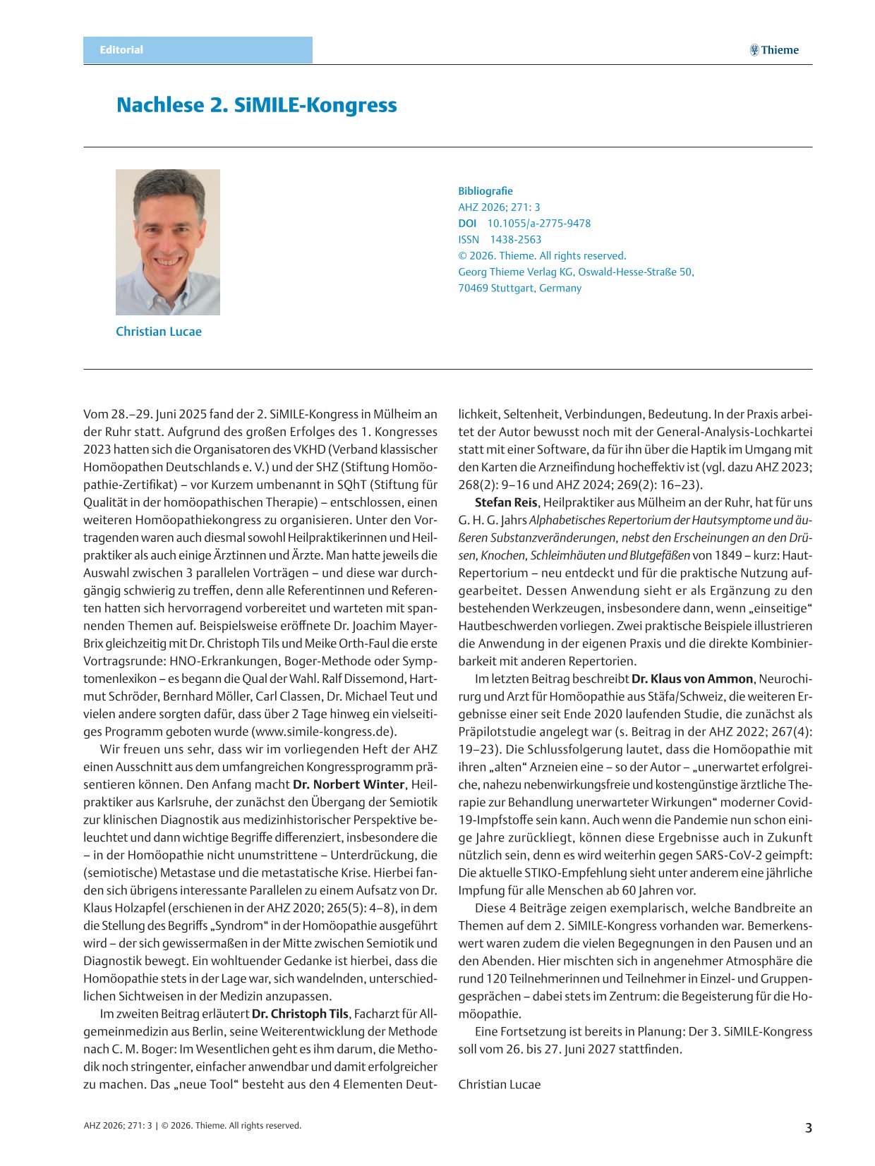Editorial - Nachlese SiMILE-Kongress 2025